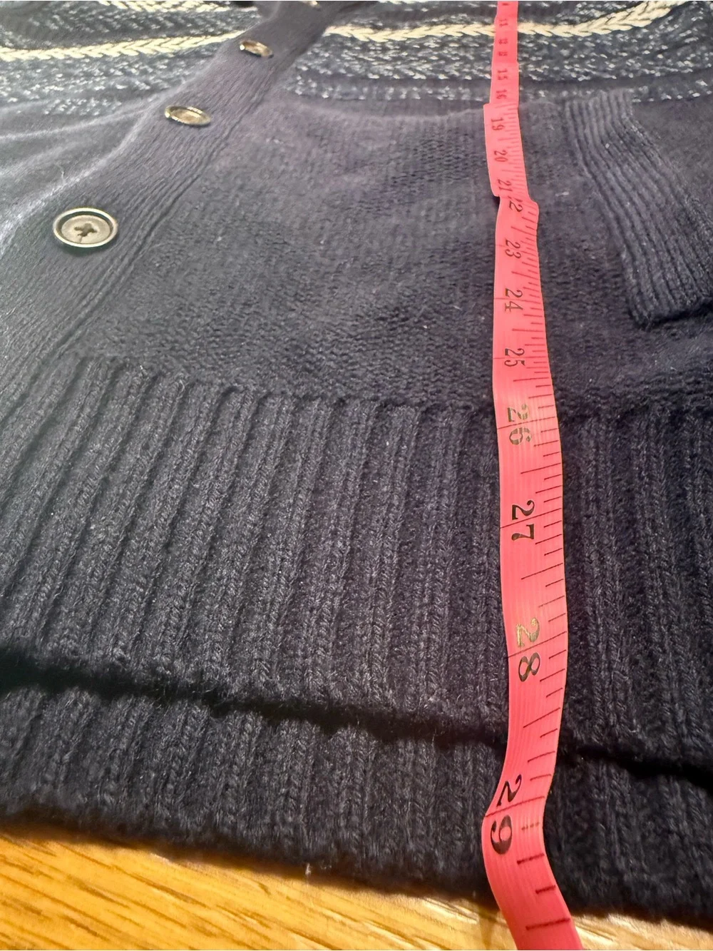 Banana Republic Wool Blend Navy Striped Fair Isle Shawl Collar Cardigan